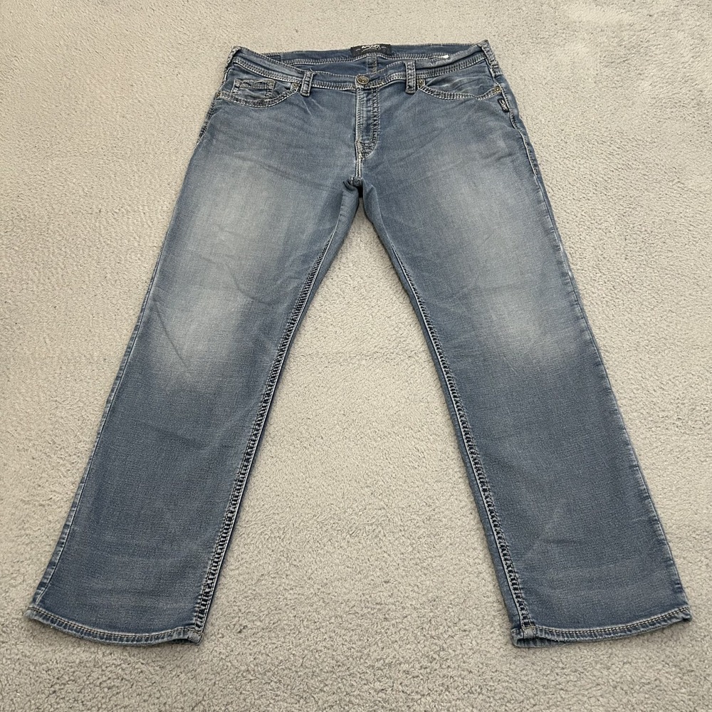 Silver Jeans Mens 40x32 Blue Denim Grayson Straight Leg Light Wash Stretch